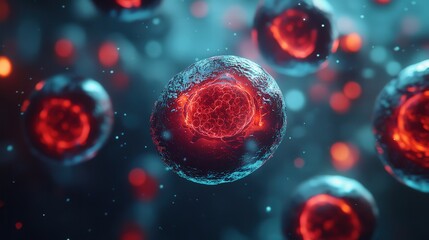 Naklejka premium 3D rendering of human stem cells in medical research laboratory