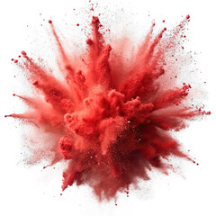 A vibrant explosion of red chalk dust against a transparent background