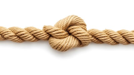Obraz premium A close-up of a knotted rope isolated on a white background.
