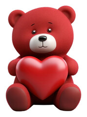 PNG Bear holding heart cute toy white background.