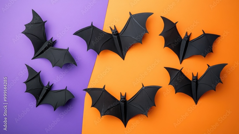 Canvas Prints Decorative bats on colored background top view