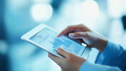 Businessperson analyzing financial graphs on a tablet