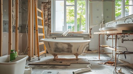 Bathroom remodeling a home and setup plumbing system