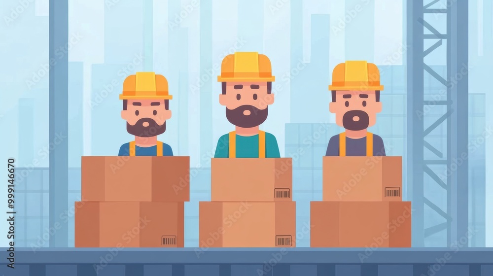 Aufkleber warehouse workers collaborate effectively to manage and arrange boxes for efficient operations throu