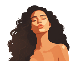 PNG Woman self care portrait drawing sketch.