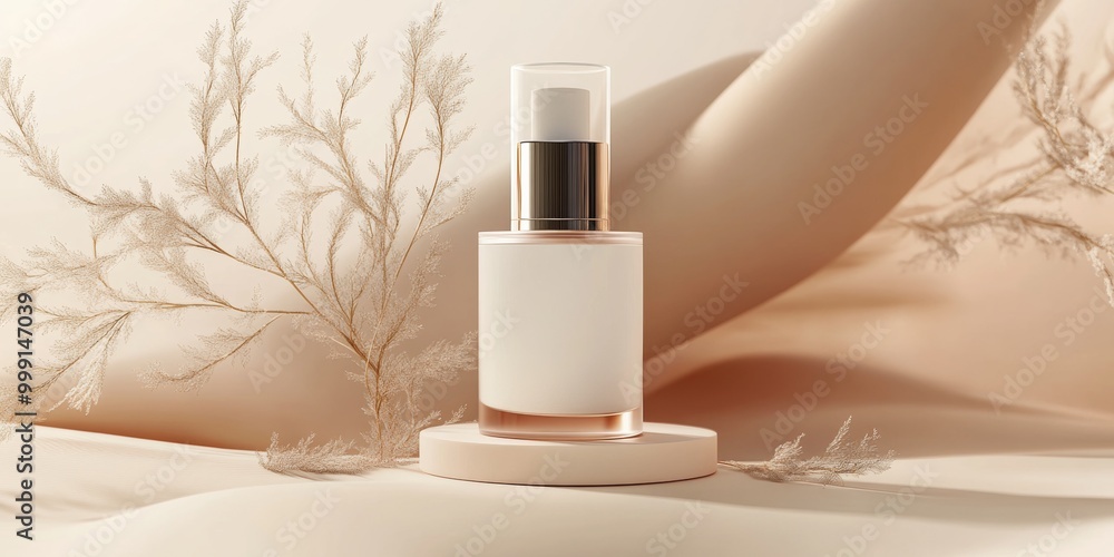 Poster a chic three-dimensional rendering of a moisturizing lotion, showcasing a smooth surface and elegant