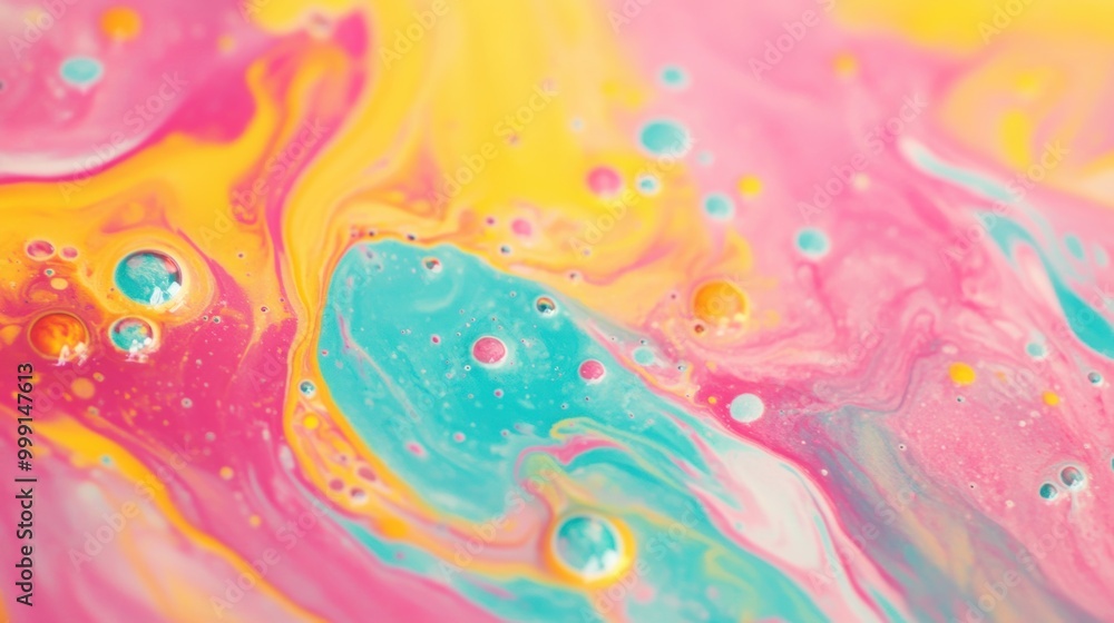 Aufkleber a rich display of metallic fluid blends vibrant colors, creating intricate patterns that swirl and s