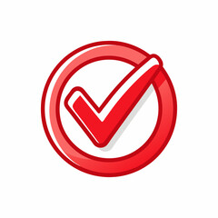 Checkmark Tick icon checkbox vector symbol, check mark marker red isolated on white background, checked icon or correct choice sign doodle or handwritten hand drawn style pictogram handdrawn simple