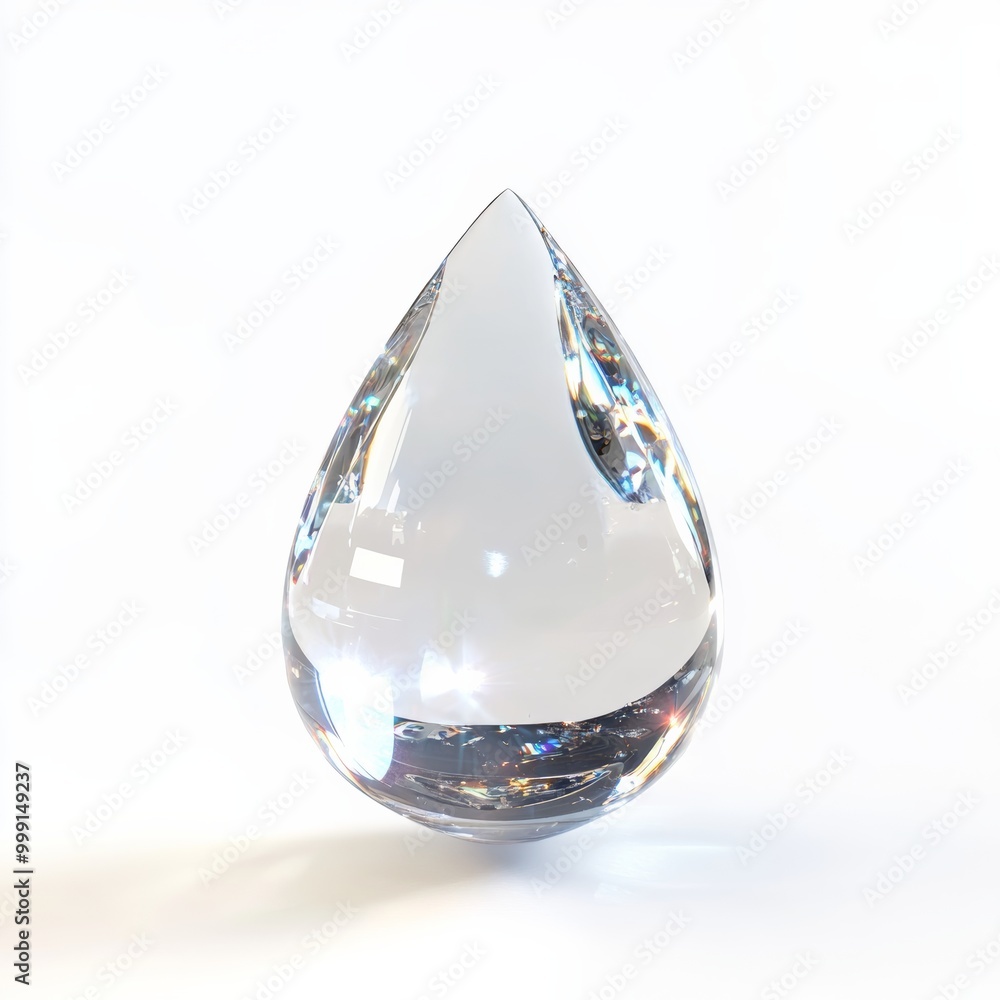 Poster 3d rendering of a water droplet with a sparkling effect, illustrating the concept of hydration. the 