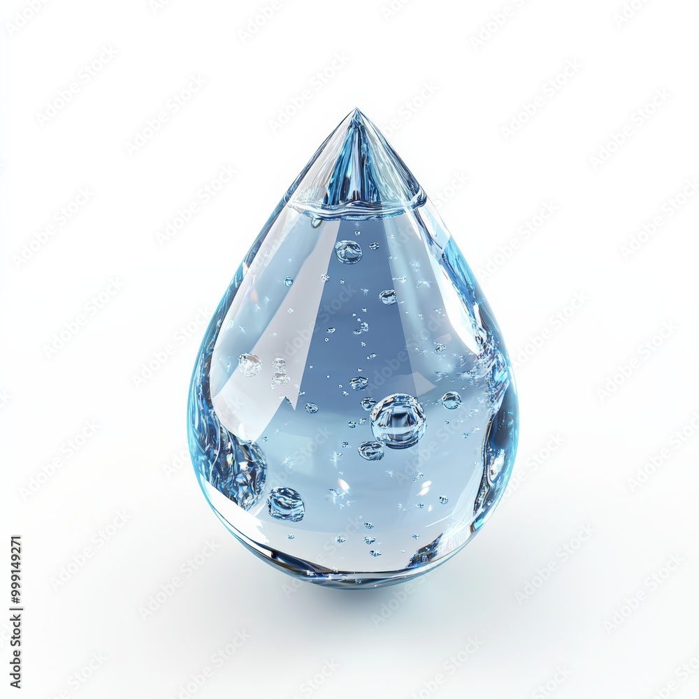 Poster 3d rendering of a water droplet with a sparkling effect, illustrating the concept of hydration. the 