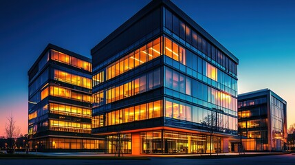 Modern Office Buildings at Dusk
