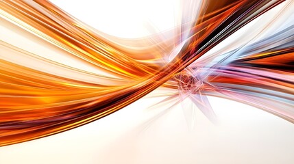 A vibrant abstract design featuring dynamic, flowing lines in warm hues of orange, suggesting movement and energy.