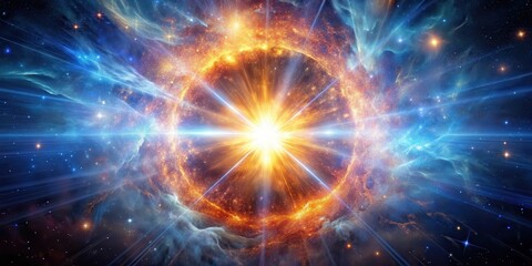 Obraz premium A supernova explosion releasing a burst of light and energy in outer space, supernova, explosion, burst, light