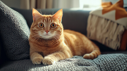 Obraz premium ソファーに座る猫