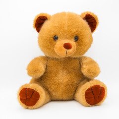 Obraz premium Osito de peluche sentado, aislado en blanco