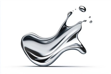 Smooth Silver Gel Streak with Glossy Shine Isolated on White