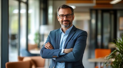 Confident Businessman in Modern Office Environment