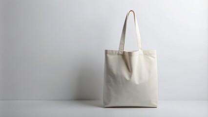 Empty tote bag mockup on white background with space for customization, blank, customizable, design, tote, handle, canvas