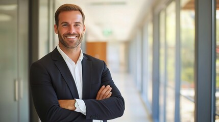 Confident Businessman in Modern Office Setting