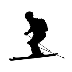 Skiing silhouette. Skier silhouette vector
