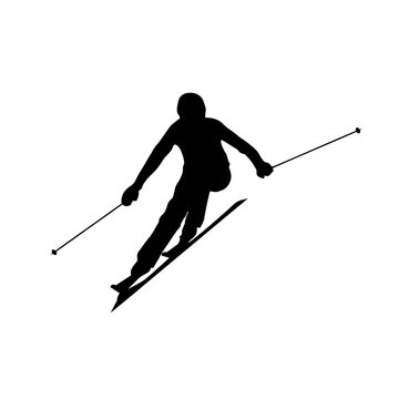 Skiing silhouette. Skier silhouette vector