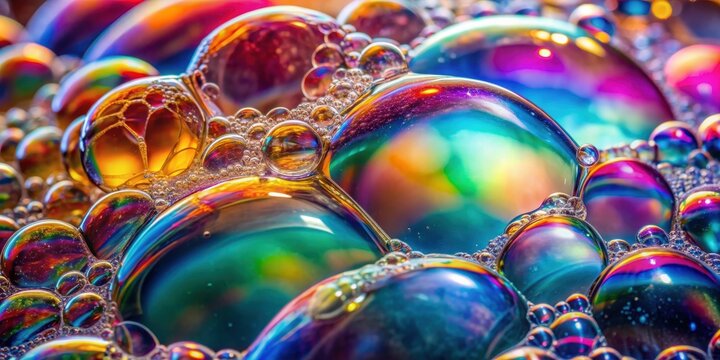 Close-up photo of colorful bubbles and foam created by sodium laureth sulfate, with visible visual texture