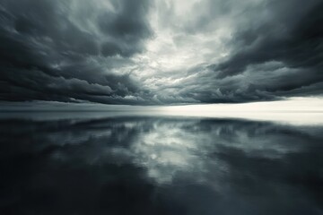 Obraz premium Dramatic stormy clouds over calm ocean