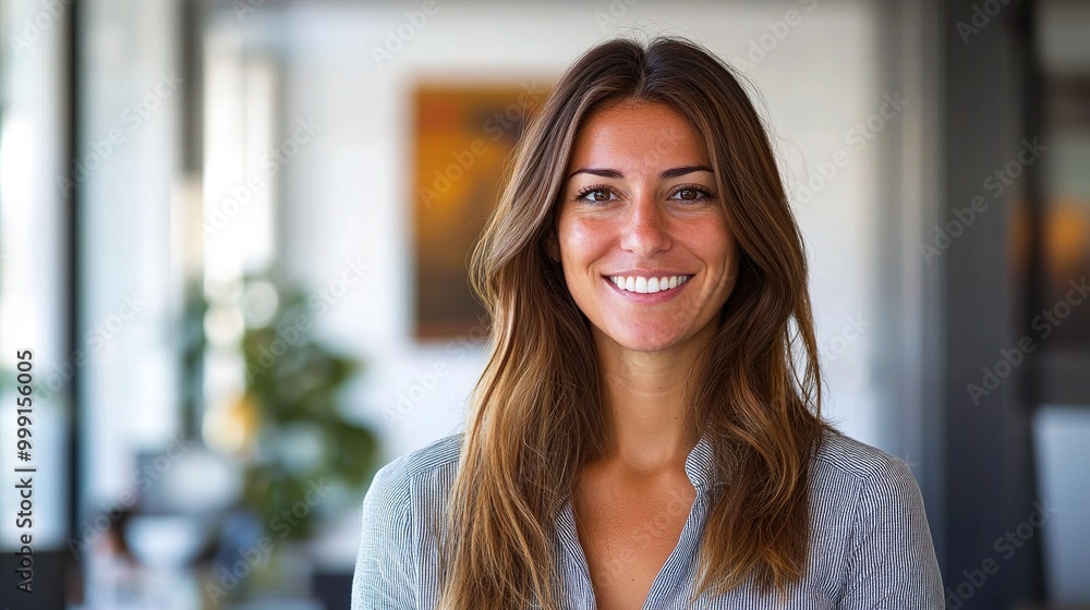 Canvas Prints Confident Young Woman Smiling in Modern Office