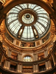 Obraz premium Ornate architectural dome with intricate glass and gold details