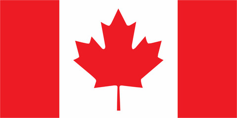 Canada official flag vector with standard size and proportion. National flag emblem with accurate size and colors.