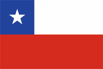 Chile official flag vector with standard size and proportion. National flag emblem with accurate size and colors.