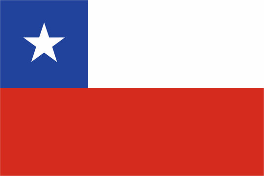 Chile official flag vector with standard size and proportion. National flag emblem with accurate size and colors.