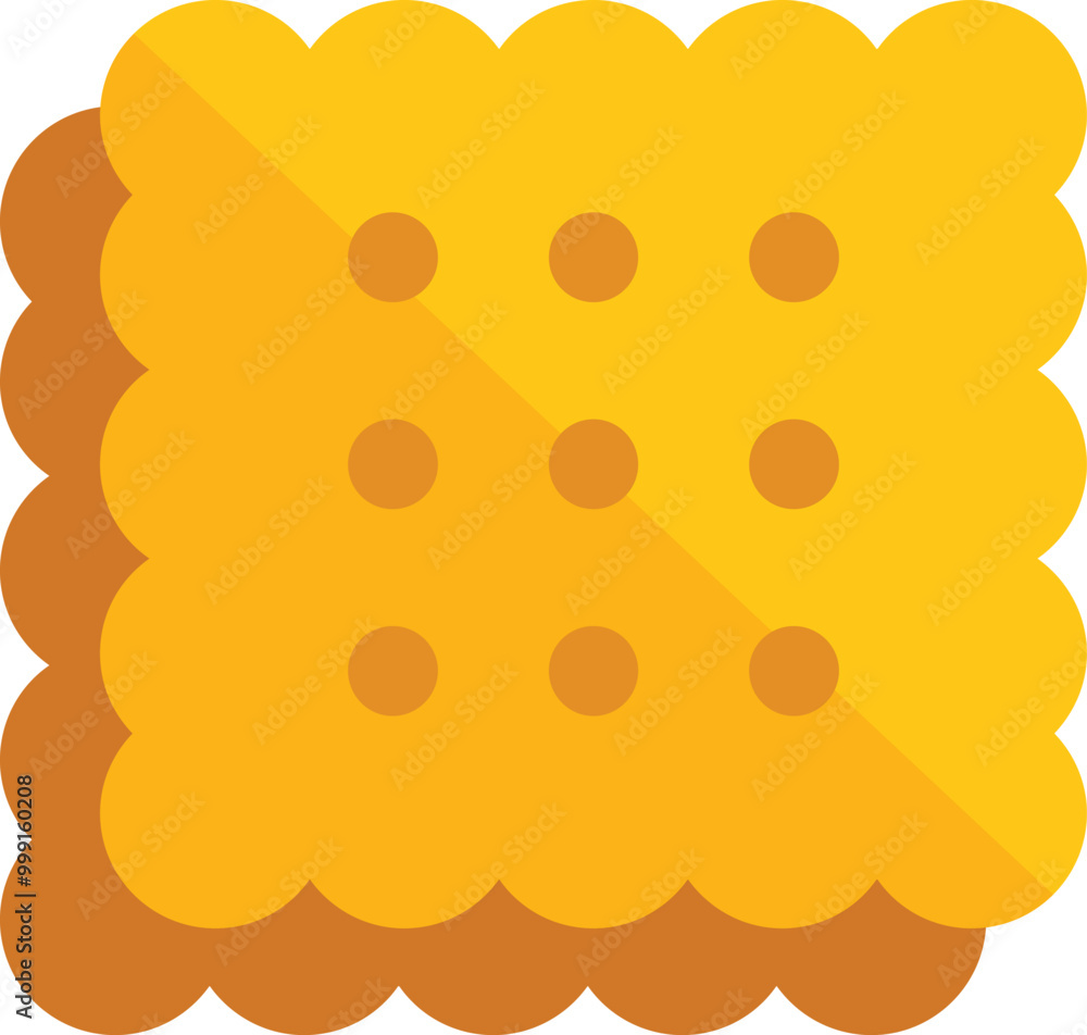 Poster simple flat vector illustration of a square cracker with dots, isolated on a white background