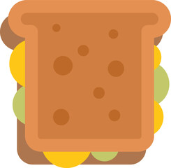 This vector illustration features a simple toasted sandwich with cheese and pickles, perfect for projects related to food, snacks, and more