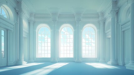Fototapeta premium Elegant and Ornate Interior with Arched Windows