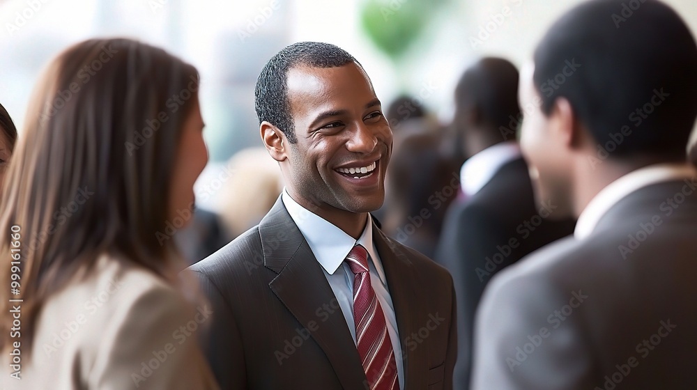 Poster business networking event with smiling professionals