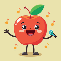 Cute cartoon apple singer stock illustration