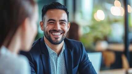 Obraz premium Smiling Man in Business Setting