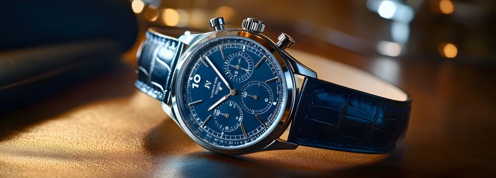 49. A high-end wristwatch with a leather strap