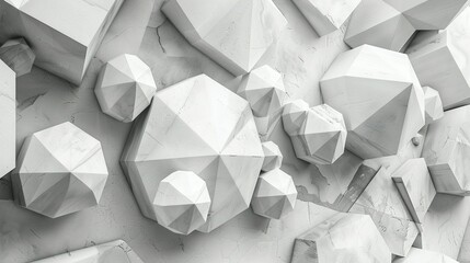 Abstract White Geometric Shapes on Textured Surface