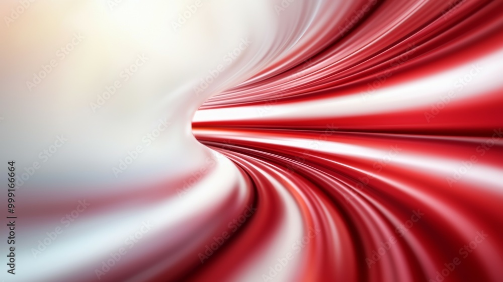 Poster a red and white striped line that is curved and appears to be moving