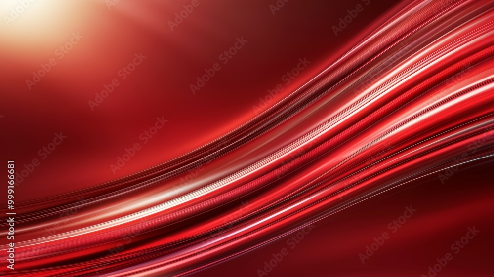 Poster a red background with a red line that is curved and has a shiny appearance