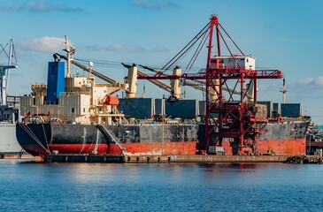 Fototapeta premium Commercial Vessel in the Port of Baltimore, Maryland USA