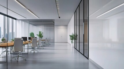 Fototapeta premium Modern Office Interior with Large Windows