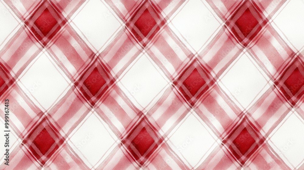 Poster a red and white checkered pattern with a red diamond in the middle