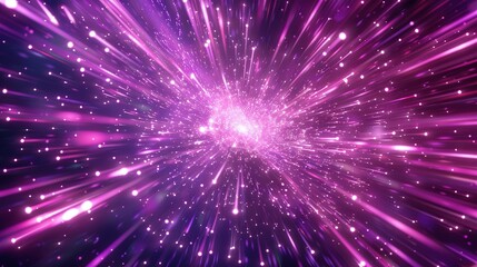 Abstract Purple and White Light Streaks with Glowing Dots