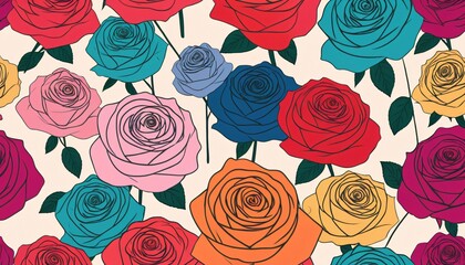 roses Flower pattern illustration background 