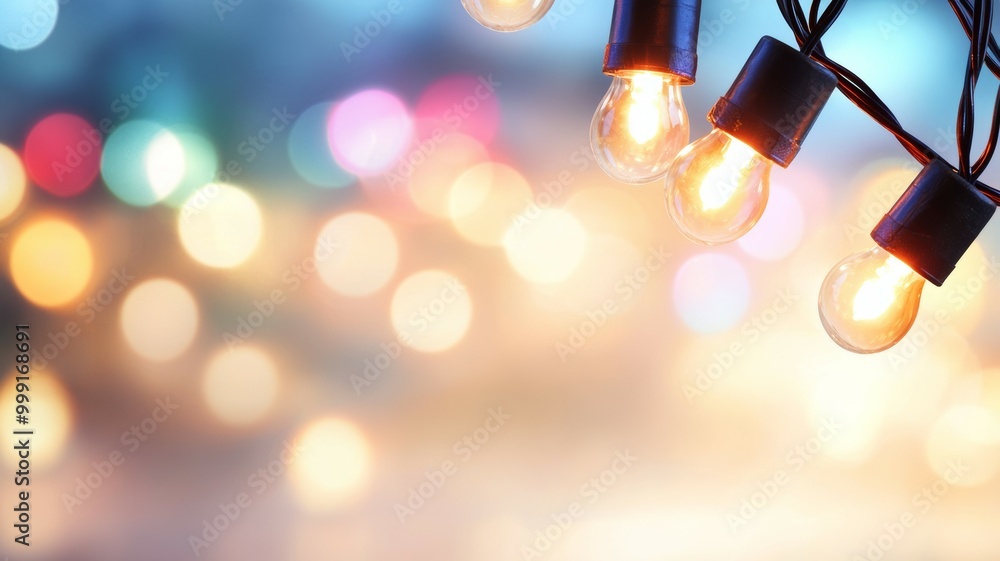 Poster a string of lights with a blurry background