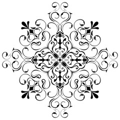 simple abstract mandala pattern Black mandala lines on a white background.