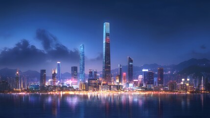 Obraz premium Night View of Urban Architecture in Shenzhen. 